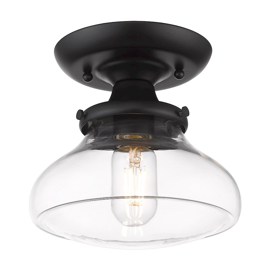 Golden Lighting Nash 1 Light Semi-Flush, Matte Black/Clear - 3419-SFBLK-CLR