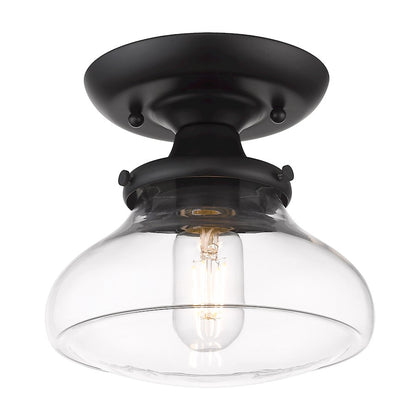 Golden Lighting Nash 1 Light Semi-Flush, Matte Black/Clear - 3419-SFBLK-CLR