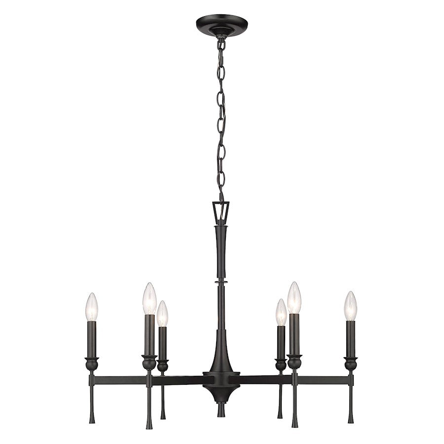 Golden Lighting Landon 6 Light Chandelier, Matte Black - 3509-6BLK