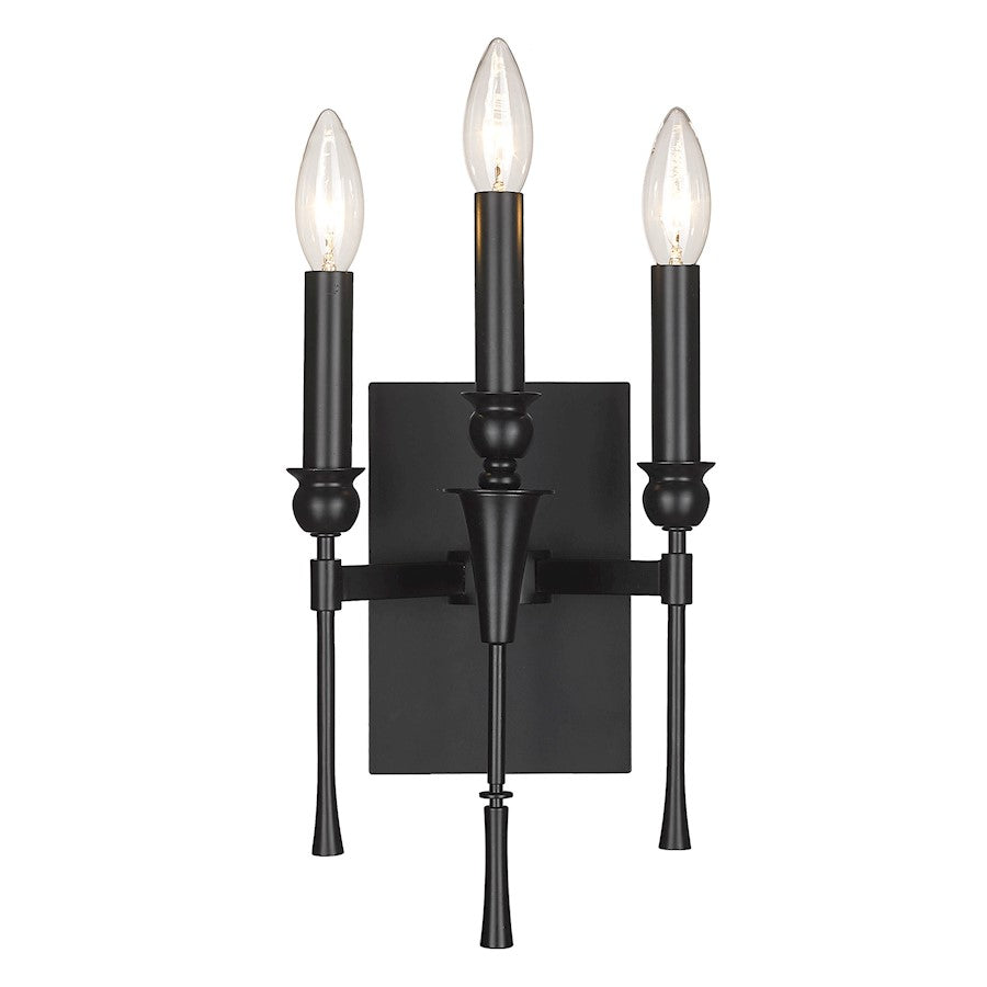 Golden Lighting Landon 3 Light Wall Sconce, Matte Black - 3509-WSCBLK