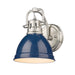 Golden Lighting Duncan PW 1 Light Wall Sconce, Pewter/Navy Blue - 3602-BA1PW-NVY