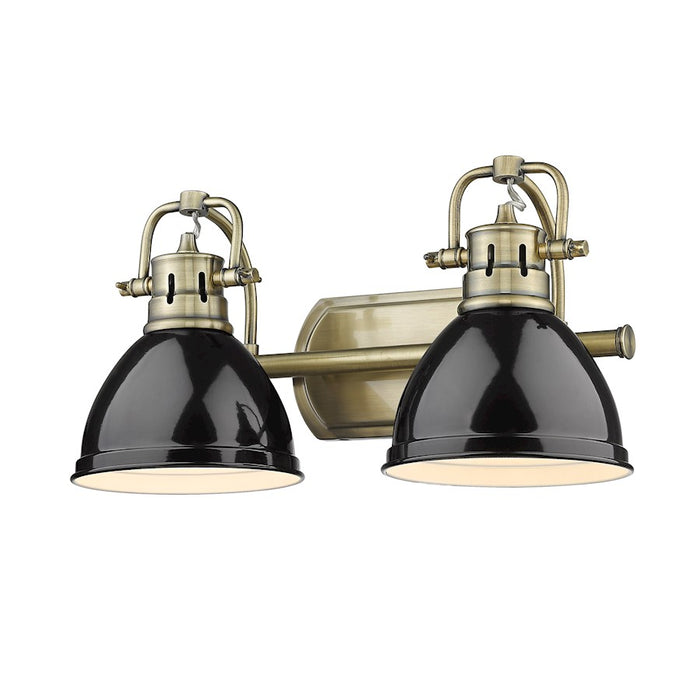 Golden Lighting Duncan 2 Light Bath Vanity, Aged Brass/Black - 3602-BA2AB-BK