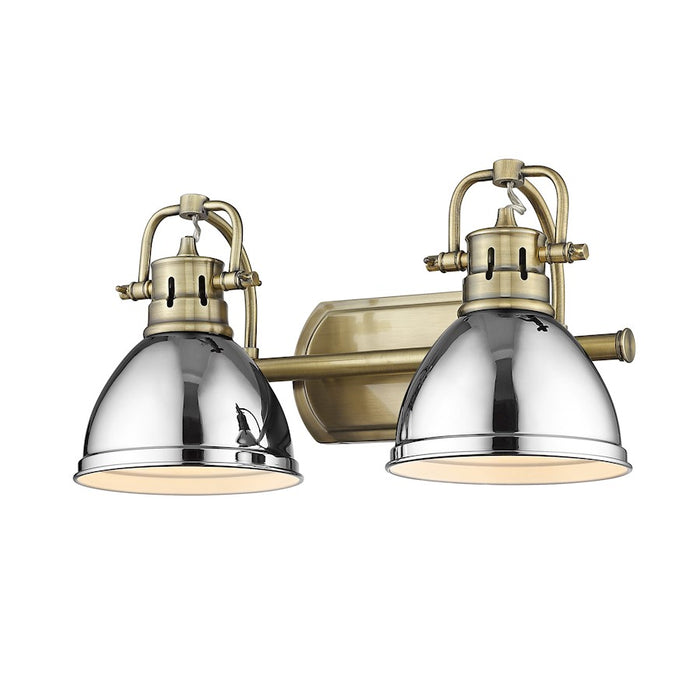 Golden Lighting Duncan 2 Light Bath Vanity, Aged Brass/Chrome - 3602-BA2AB-CH