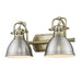 Golden Lighting Duncan 2 Light Bath Vanity, Aged Brass/Pewter - 3602-BA2AB-PW