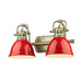 Golden Lighting Duncan 2 Light Bath Vanity, Aged Brass/Red - 3602-BA2AB-RD