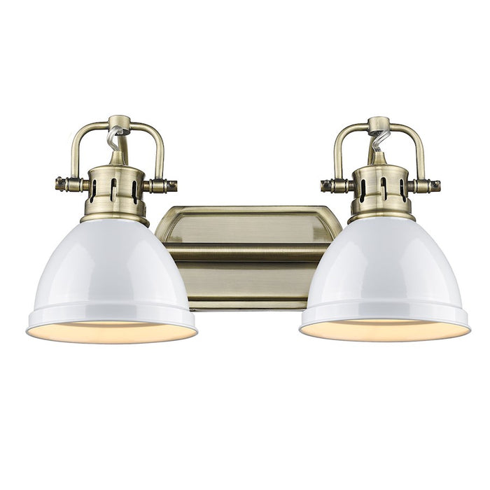 Golden Lighting Duncan 2 Light Bath Vanity, Aged Brass/White - 3602-BA2AB-WH