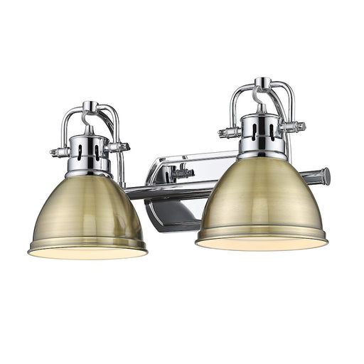 Golden Lighting Duncan 2 Light Bath Vanity, Chrome/Aged Brass - 3602-BA2CH-AB