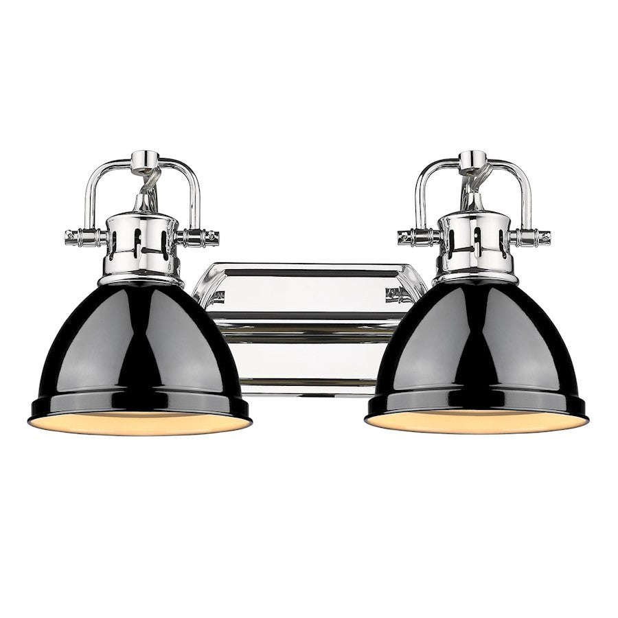 Golden Lighting Duncan 2 Light Bath Vanity, Chrome/Black - 3602-BA2CH-BK