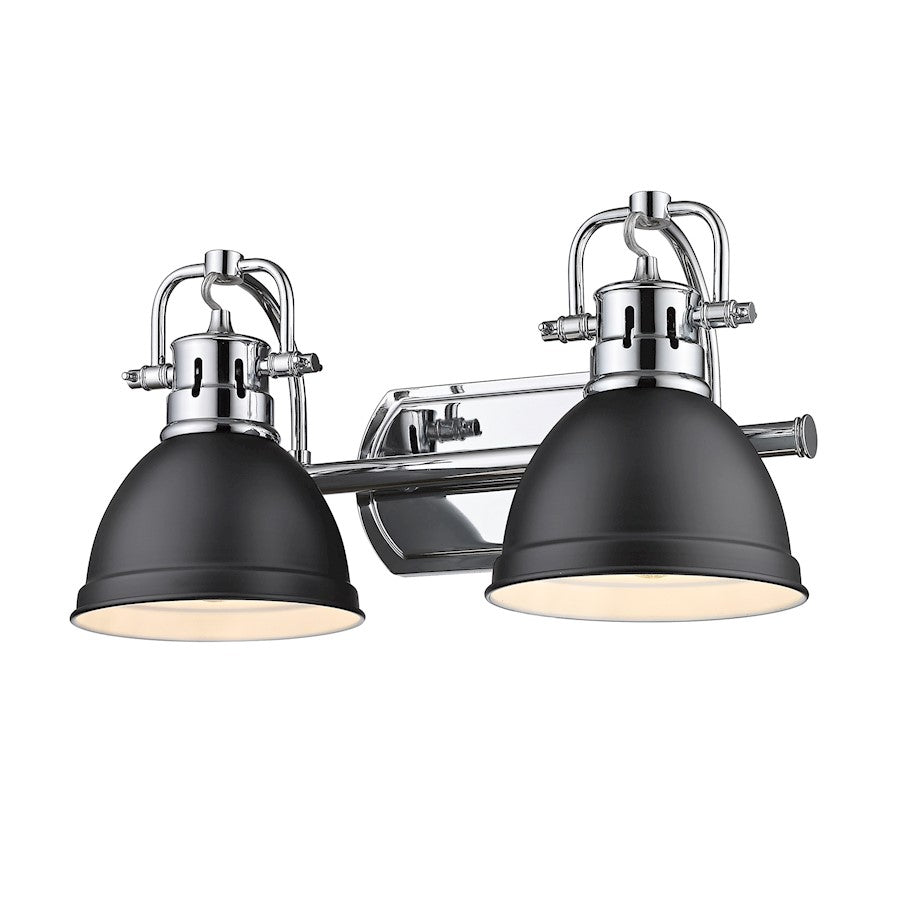 Golden Lighting Duncan 2 Light Bath Vanity, Chrome/Matte Black - 3602-BA2CH-BLK