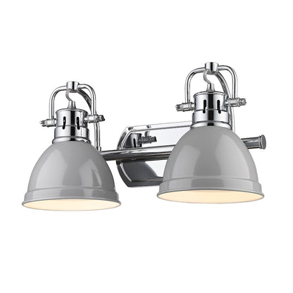 Golden Lighting Duncan 2 Light Bath Vanity, Chrome/Gray - 3602-BA2CH-GY