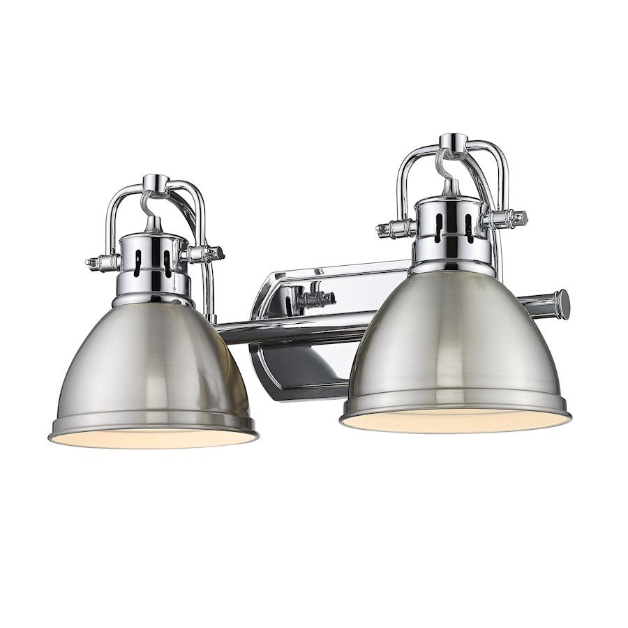 Golden Lighting Duncan 2 Light Bath Vanity, Chrome/Pewter - 3602-BA2CH-PW