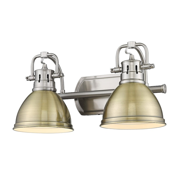 Golden Lighting Duncan 2 Light Bath Vanity, Pewter/Aged Brass - 3602-BA2PW-AB