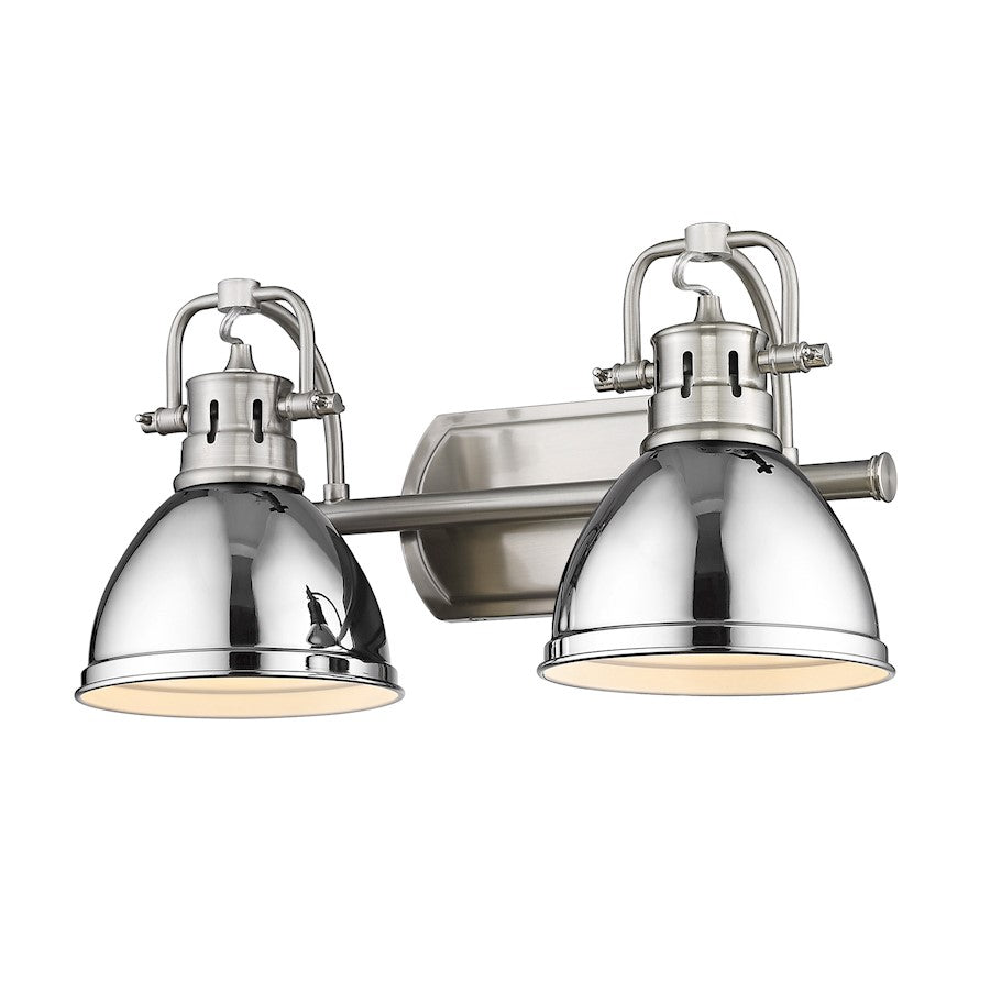 Golden Lighting Duncan 2 Light Bath Vanity, Pewter/Chrome - 3602-BA2PW-CH