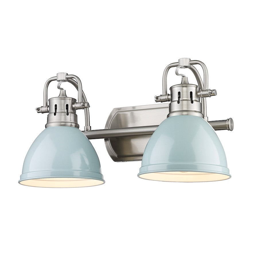 Golden Lighting Duncan 2 Light Bath Vanity, Pewter/Seafoam - 3602-BA2PW-SF