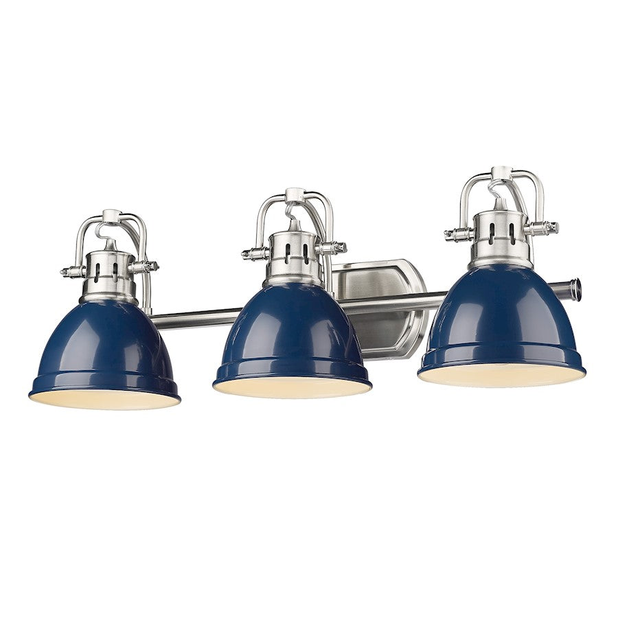 Golden Lighting Duncan PW 3 Light Bath Vanity, Pewter/Navy Blue - 3602-BA3PW-NVY