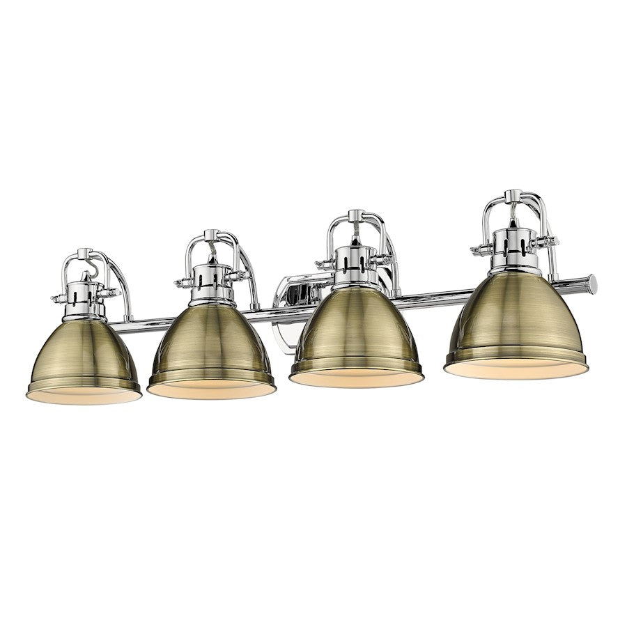 Golden Lighting Duncan 4 Light Bath Vanity, Chrome/Brass Shades - 3602-BA4CH-AB