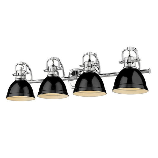 Golden Lighting Duncan 4 Light Bath Vanity, Chrome/Black Shades - 3602-BA4CH-BK