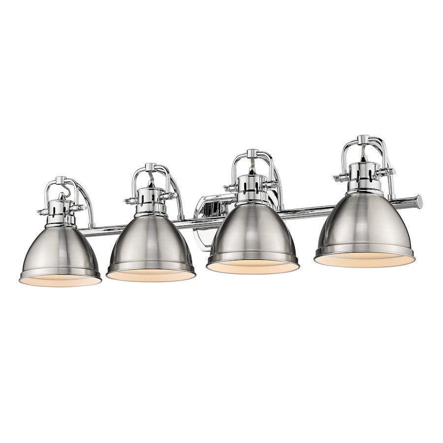 Golden Lighting Duncan 4 Light Bath Vanity, Chrome/Pewter Shades - 3602-BA4CH-PW