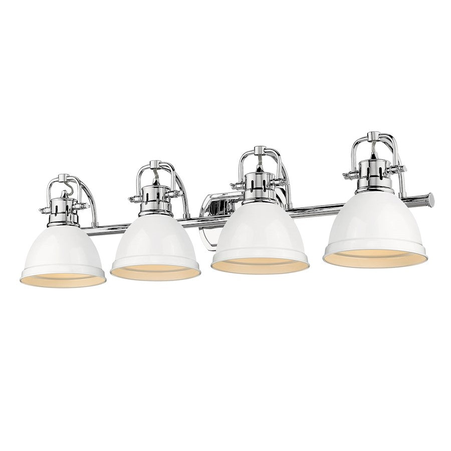 Golden Lighting Duncan 4 Light Bath Vanity, Chrome/White Shades - 3602-BA4CH-WH