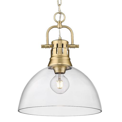 Golden Lighting Duncan 1-Light Pendant, Bronze/Clear Glass - 3602-LBCB-CLR
