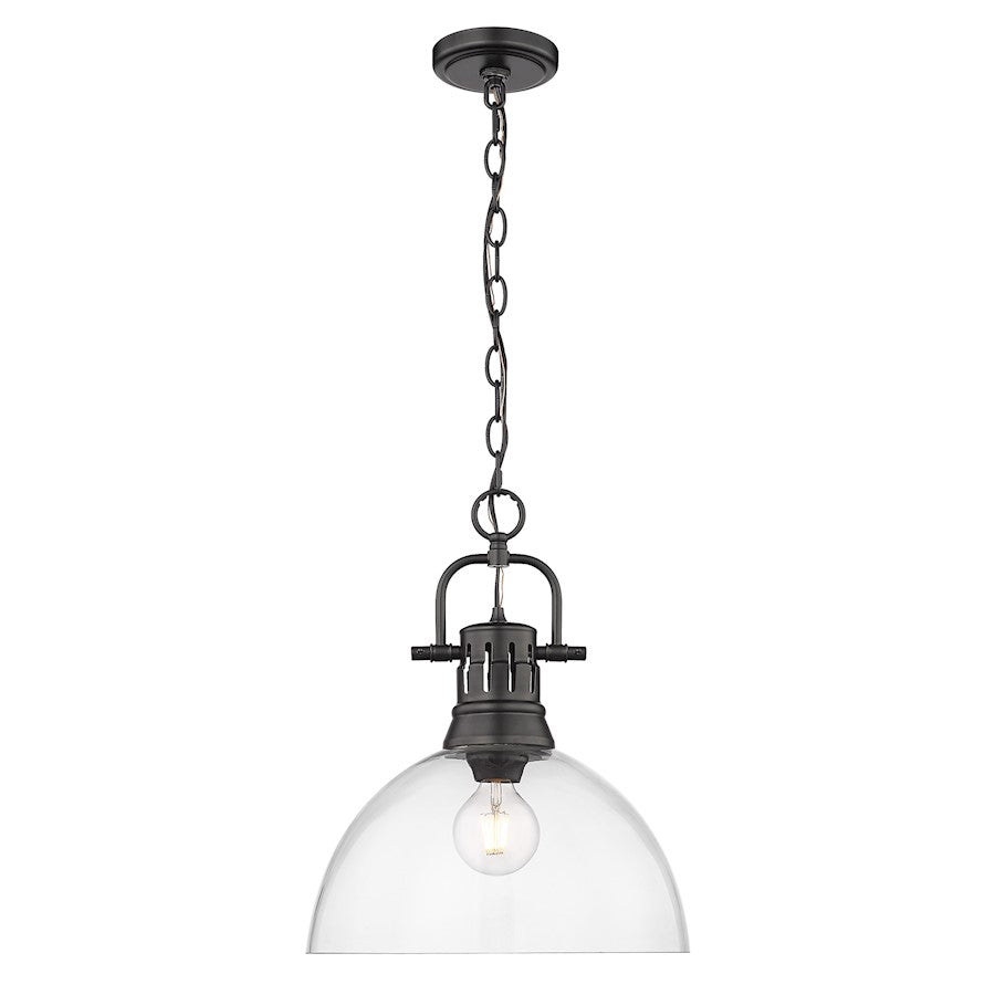 1 Light Pendant, Matte Black/Clear