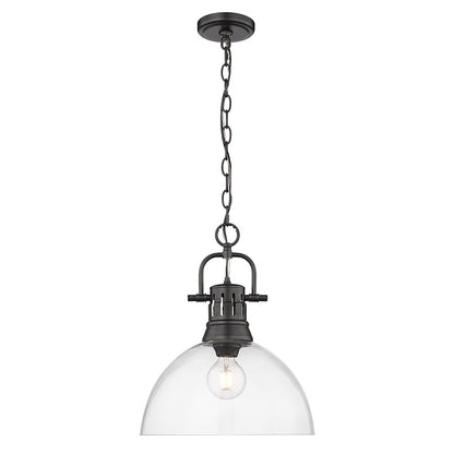 1 Light Pendant, Matte Black/Clear