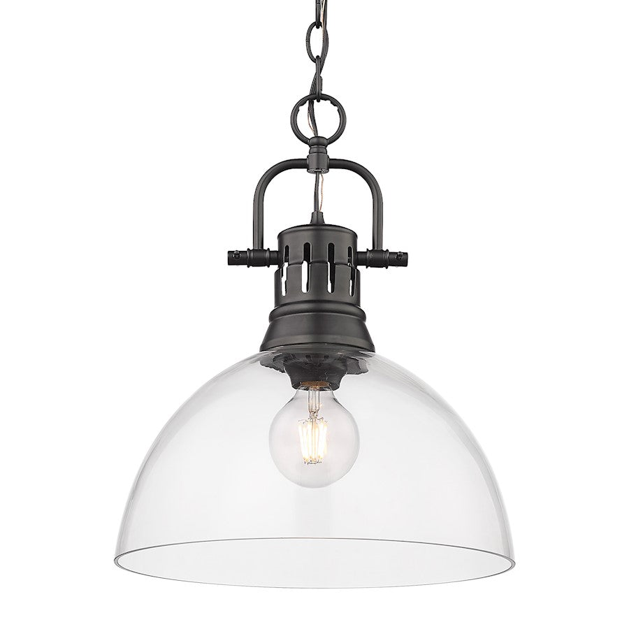 1 Light Pendant, Matte Black/Clear