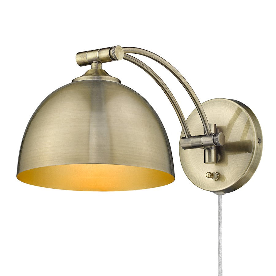 Golden Lighting Rey 1 Light Articulating Sconce, Brass/Brass - 3688-A1WAB-AB