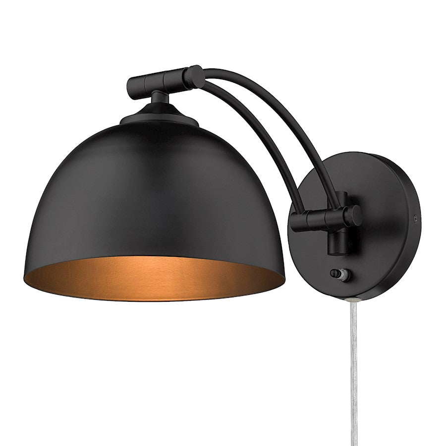 Golden Lighting Rey 1 Light Articulating Sconce, Black/Black - 3688-A1WBLK-BLK