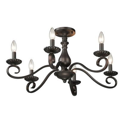 Golden Lighting Larrick 6 Light Semi-Flush Large, Rubbed Bronze