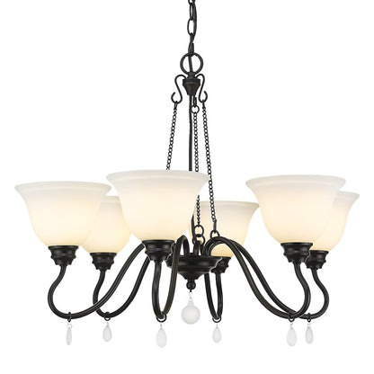 6 Light Chandelier, Matte Black