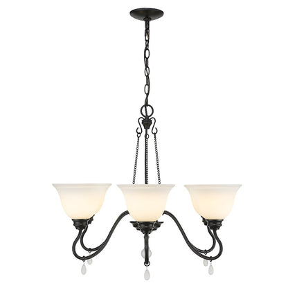 6 Light Chandelier, Matte Black