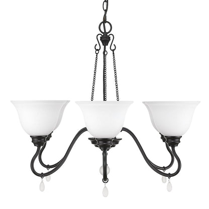 6 Light Chandelier, Matte Black