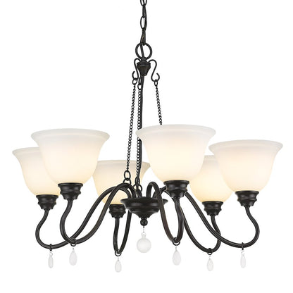 6 Light Chandelier, Matte Black