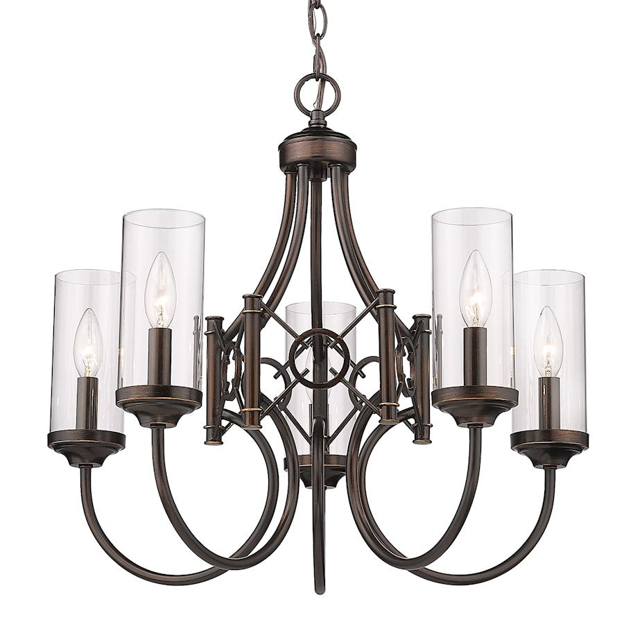 Golden Lighting Quincy 5 Light Chandelier, Bronze/Clear - 3718-5CDB-CLR