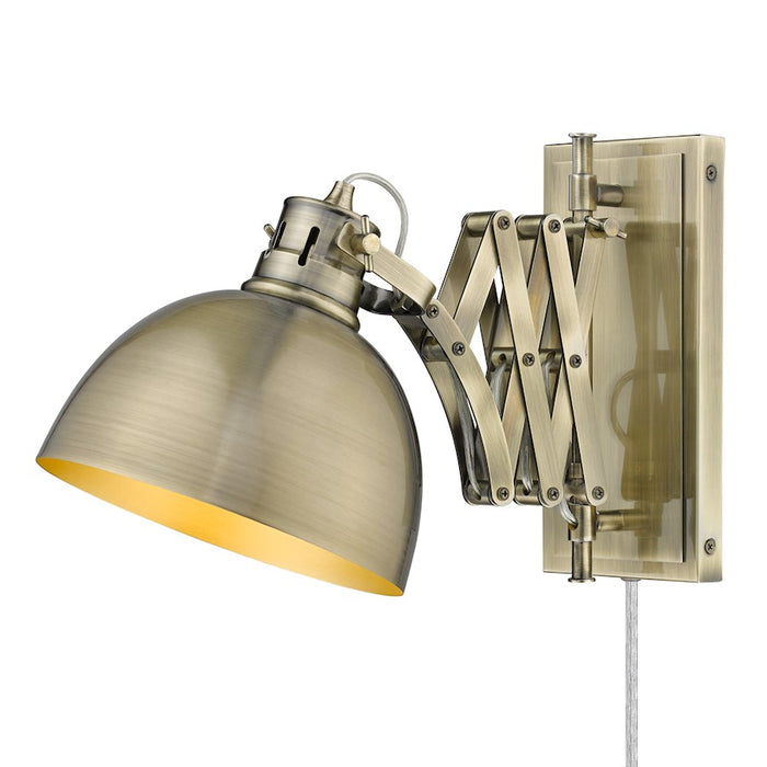 Golden Lighting Hawthorn 1-LT Articulating Sconce, Brass/Brass - 3824-A1WAB-AB