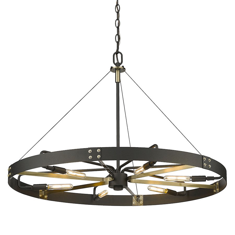 Golden Lighting Vaughn 6 Light Large Pendant, Black/Brass Accents - 3866-LNB-AB