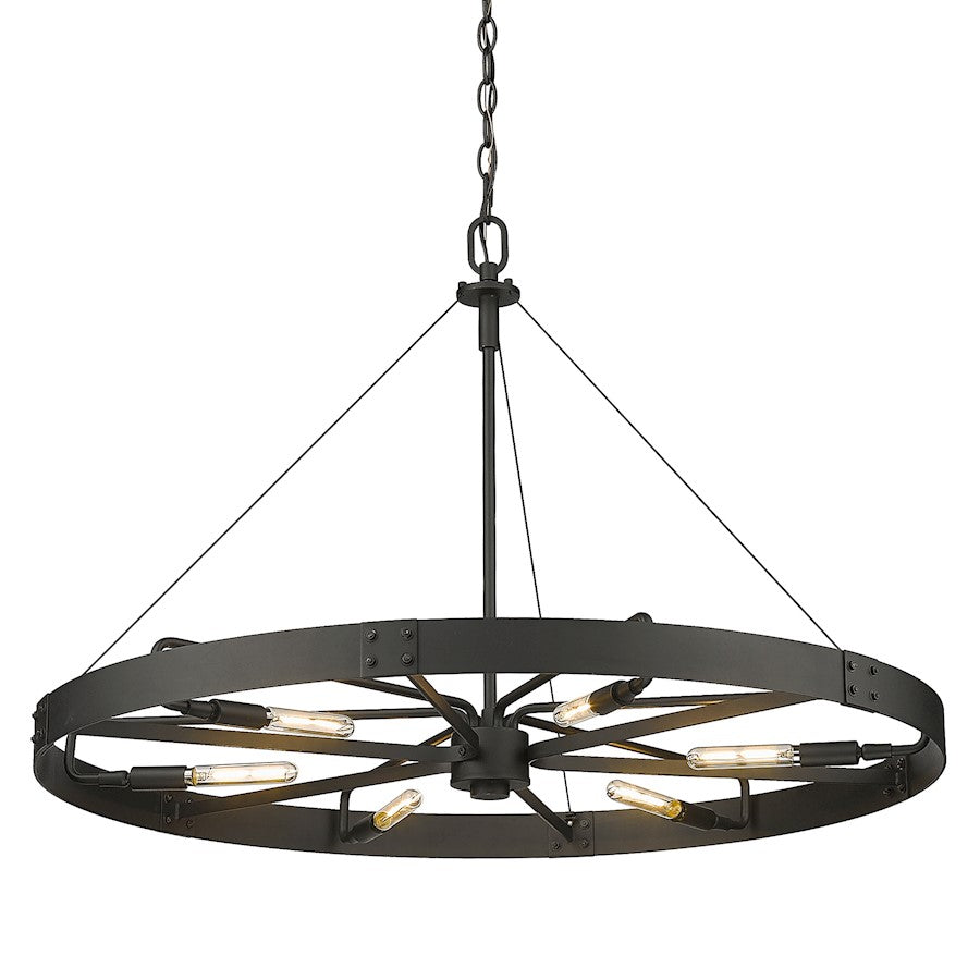 Golden Lighting Vaughn 6 Light Large Pendant, Black/Natural Black - 3866-LNB-NB