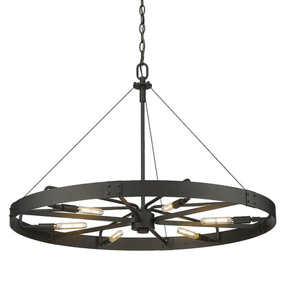 Golden Lighting Vaughn 6 Light Large Pendant, Black/Natural Black - 3866-LNB-NB