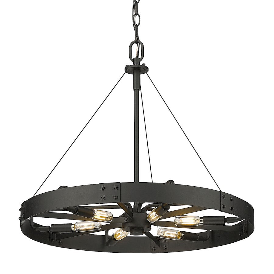 Golden Lighting Vaughn 6 Light Medium Pendant, Black/Black Accents - 3866-MNB-NB