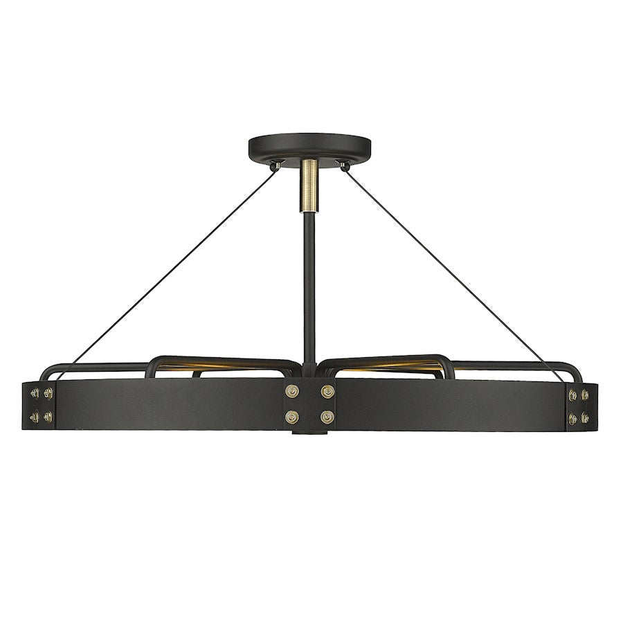 Golden Lighting Vaughn 6 Light Medium Semi-Flush, Black/Brass