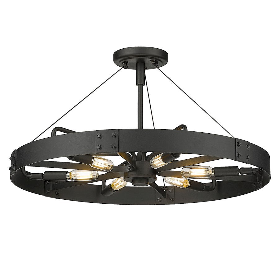 Golden Lighting Vaughn 6 Light Medium Semi-Flush, Black/Black - 3866-MSFNB-NB