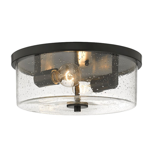Golden Lighting Rayne Flush Mount, Matte Black/Seeded Glass - 4307-FMBLK-SD