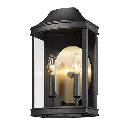 Golden Lighting Cohen 2 Light Outdoor Wall Mount, Black/Bronze - 4308-OWMNB-BCB