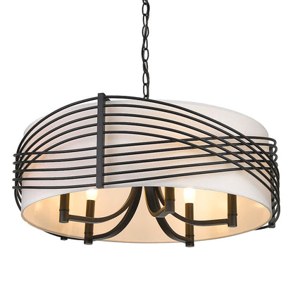 5 Light Chandelier, Matte Black