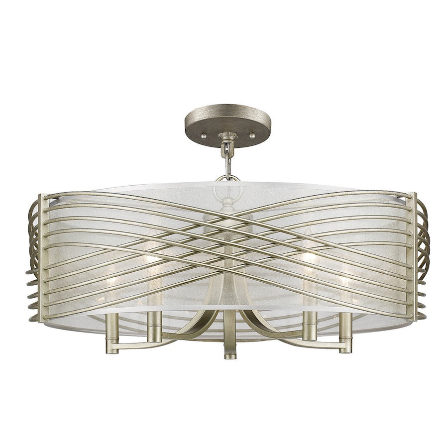 Golden Lighting Zara 5 Light Semi-Flush Mount, White Gold