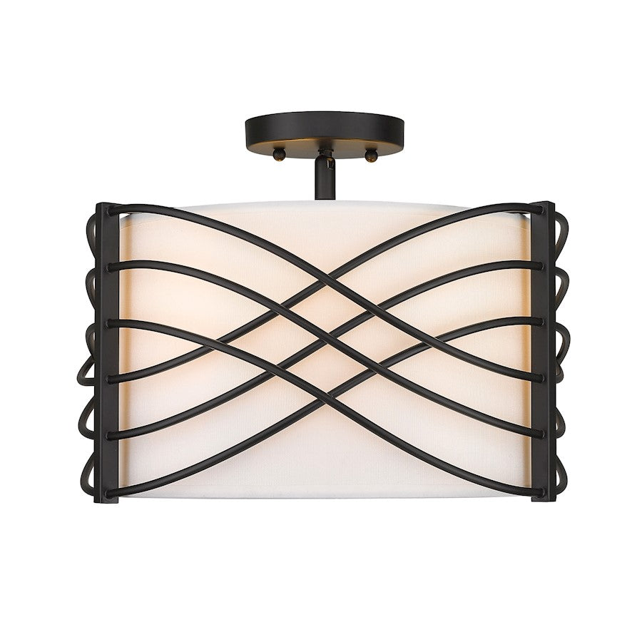 Golden Lighting Zara 3 Light Semi Flush Mount, Matte Black