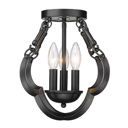 Golden Lighting Saxon 3 Light 12" Semi-Flush Mount, Matte Black