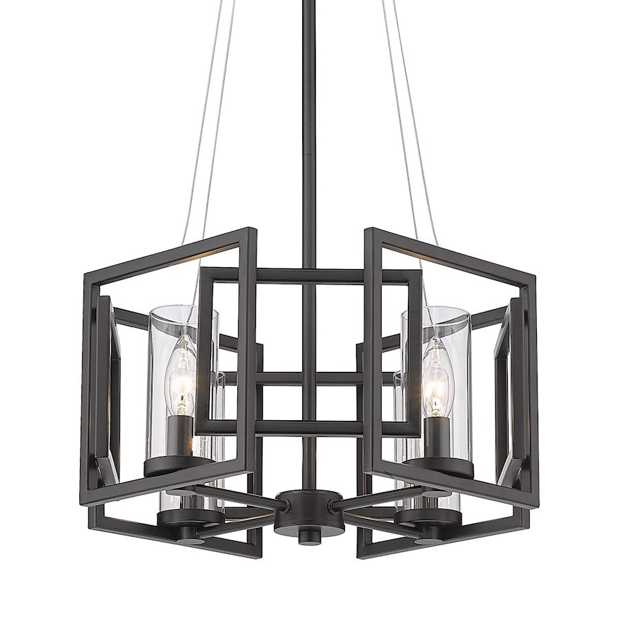 4 Light Pendant, Matte Black/Clear