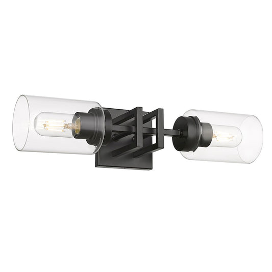 Golden Lighting Tribeca 2 Light Wall Sconce, Matte Black - 6070-2WBLK-BLK